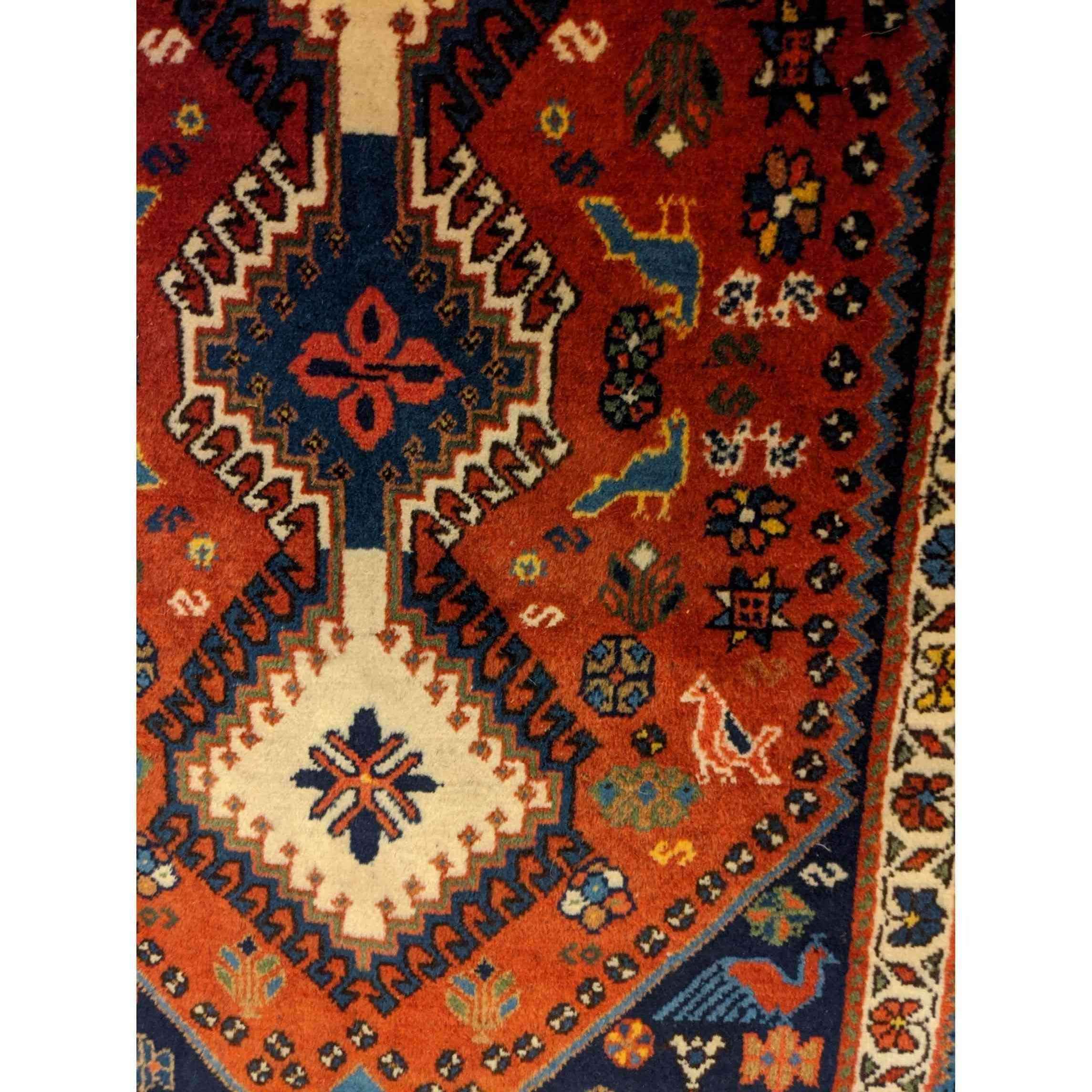 100 x 62 cm Persian yalameh Tribal Red Small Rug - Rugoutlet