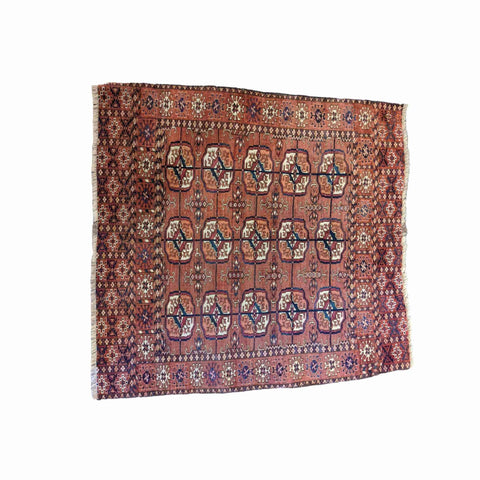 100 x 95 cm Old Turkomen Tribal Red Rug - Rugoutlet