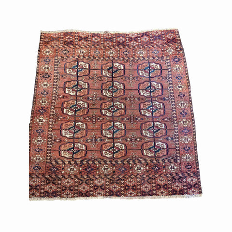 100 x 95 cm Old Turkomen Tribal Red Rug - Rugoutlet