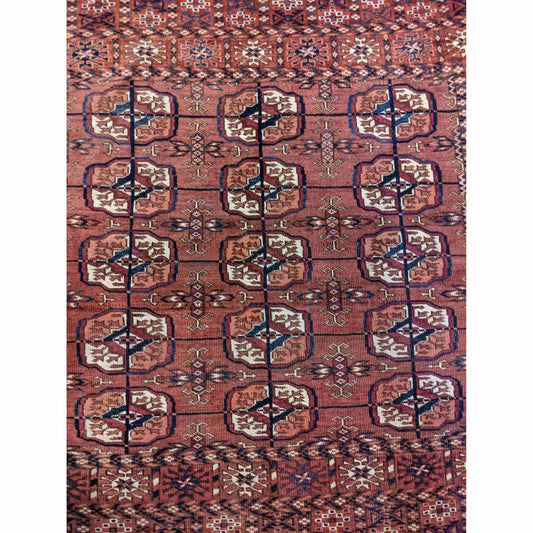 100 x 95 cm Old Turkomen Tribal Red Rug - Rugoutlet