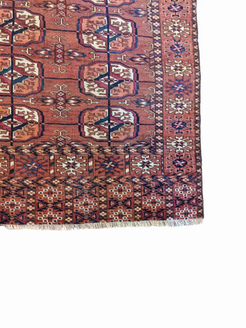 100 x 95 cm Old Turkomen Tribal Red Rug - Rugoutlet