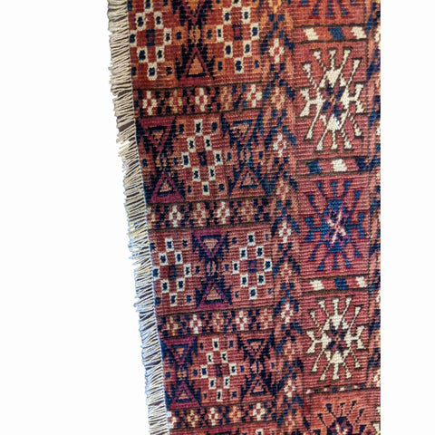 100 x 95 cm Old Turkomen Tribal Red Rug - Rugoutlet
