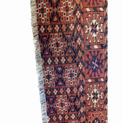 100 x 95 cm Old Turkomen Tribal Red Rug - Rugmaster