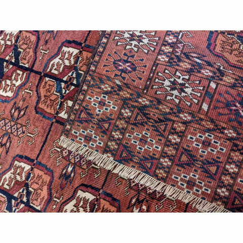 100 x 95 cm Old Turkomen Tribal Red Rug - Rugoutlet