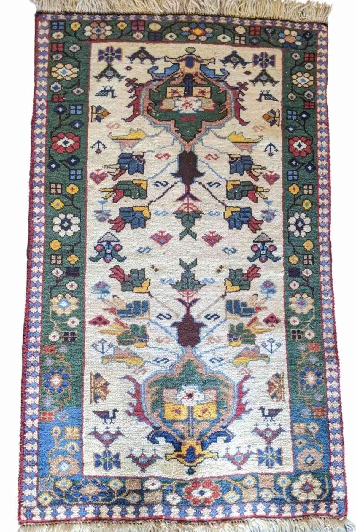 103 x 60 cm Persian Yalameh Tribal Beige Small Rug - Rugoutlet