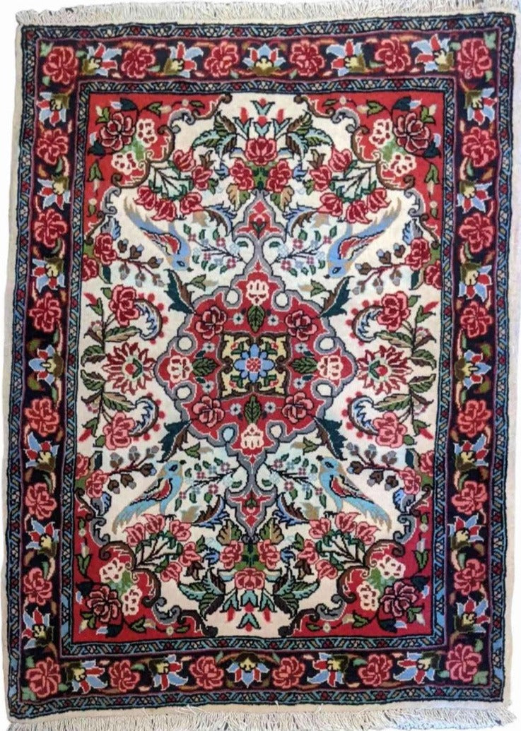 108 x 75 cm Fine Sarouk Traditional Red Rug - Rugoutlet