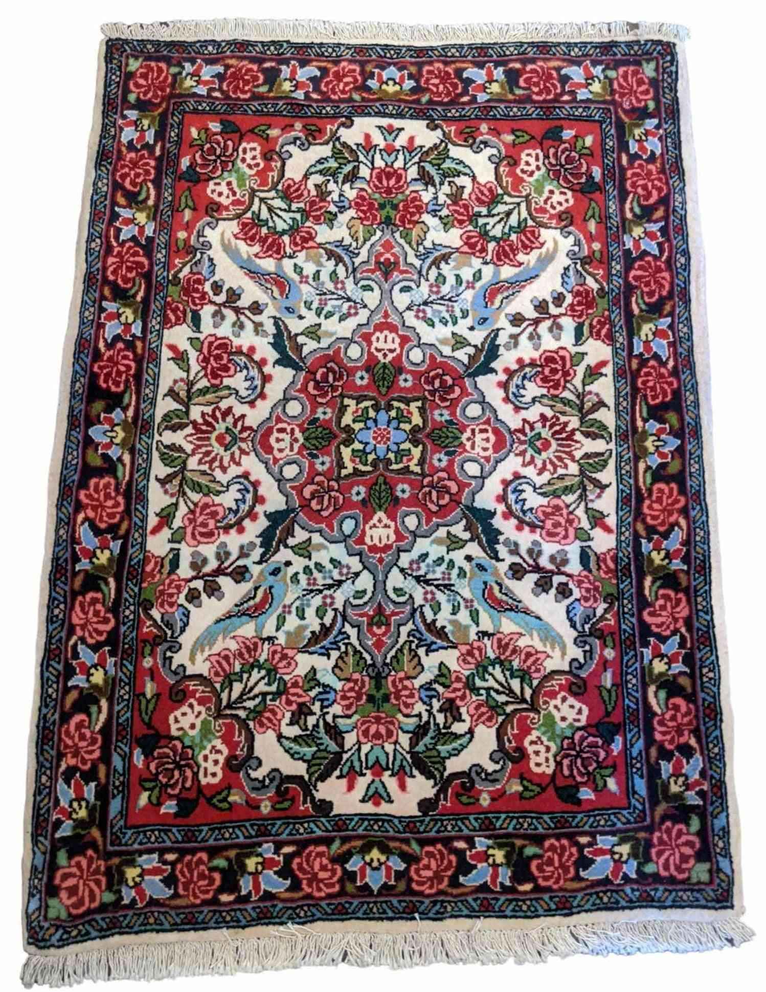 108 x 75 cm Fine Sarouk Traditional Red Rug - Rugoutlet