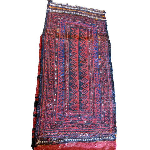 110 x 50 cm Persian Baluch Sadel Bag Tribal Red Rug - Rugoutlet