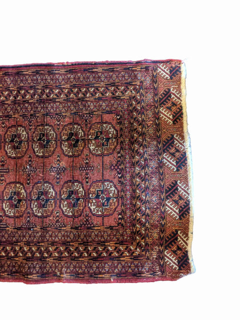 113 x 82 cm Old Turkomen Tribal Red Rug - Rugoutlet
