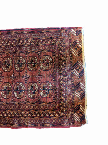113 x 82 cm Old Turkomen Tribal Red Rug - Rugmaster