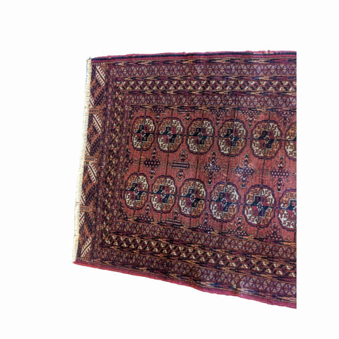 113 x 82 cm Old Turkomen Tribal Red Rug - Rugmaster