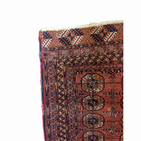 113 x 82 cm Old Turkomen Tribal Red Rug - Rugoutlet