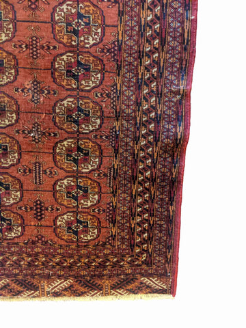113 x 82 cm Old Turkomen Tribal Red Rug - Rugmaster