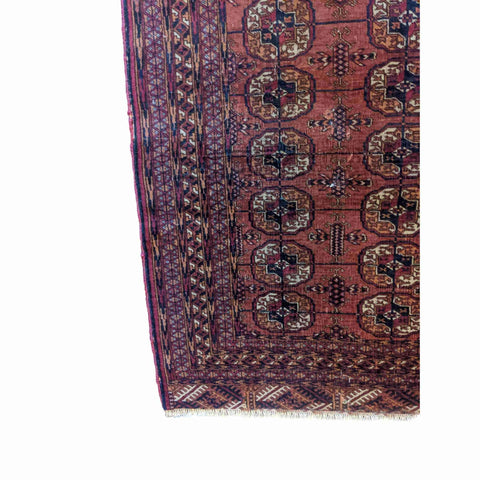 113 x 82 cm Old Turkomen Tribal Red Rug - Rugmaster