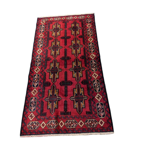 119 x 213 cm Persian Baluch Geometric Red Small Rug - Rugmaster