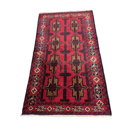 119 x 213 cm Persian Baluch Geometric Red Small Rug - Rugmaster