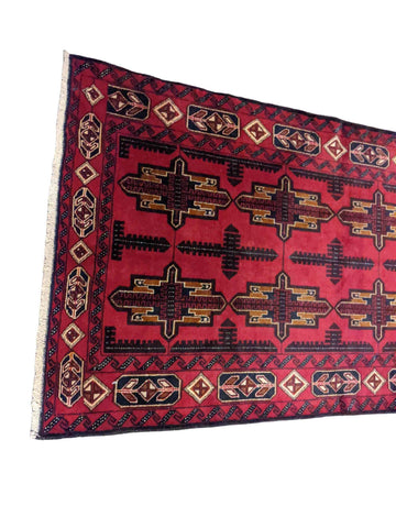 119 x 213 cm Persian Baluch Geometric Red Small Rug - Rugmaster