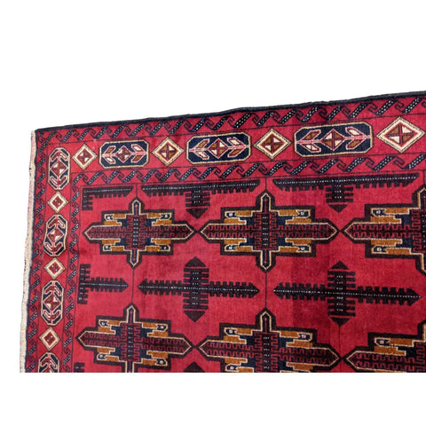 119 x 213 cm Persian Baluch Geometric Red Small Rug - Rugmaster