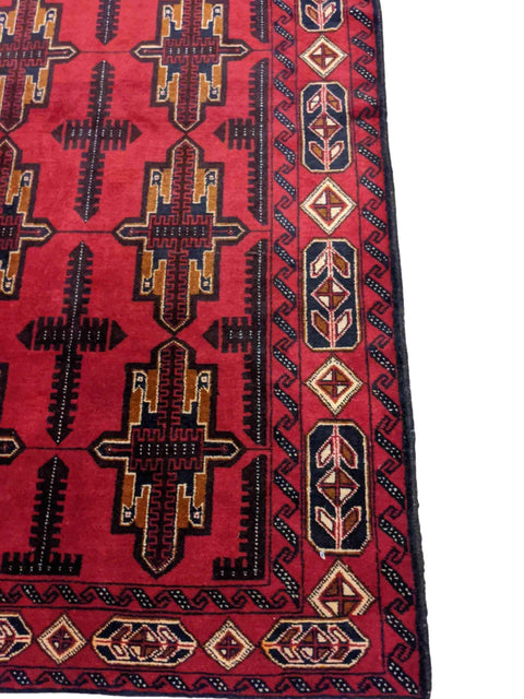 119 x 213 cm Persian Baluch Geometric Red Small Rug - Rugmaster
