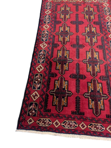 119 x 213 cm Persian Baluch Geometric Red Small Rug - Rugmaster