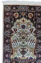 120 x 70 cm Fine Silk Turkish Traditional Beige Rug - Rugmaster