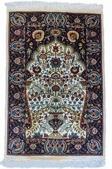 120 x 70 cm Fine Silk Turkish Traditional Beige Rug - Rugmaster