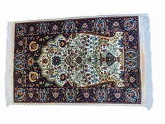 120 x 70 cm Fine Silk Turkish Traditional Beige Rug - Rugoutlet