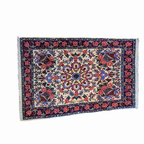 120 x 76 cm Fine Persian Saroq Traditional Beige Small Rug - Rugmaster