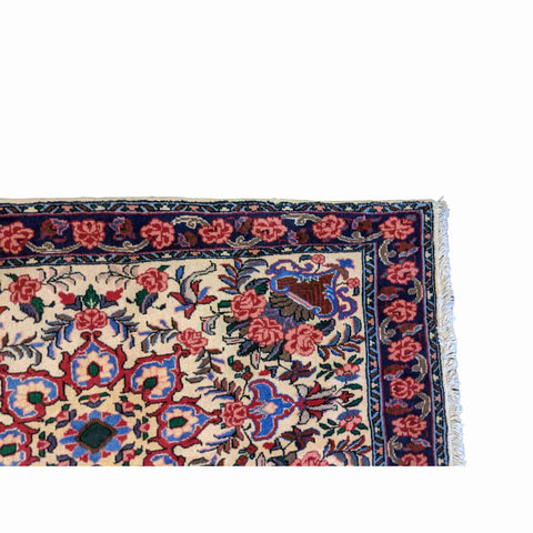 120 x 76 cm Fine Persian Saroq Traditional Beige Small Rug - Rugmaster