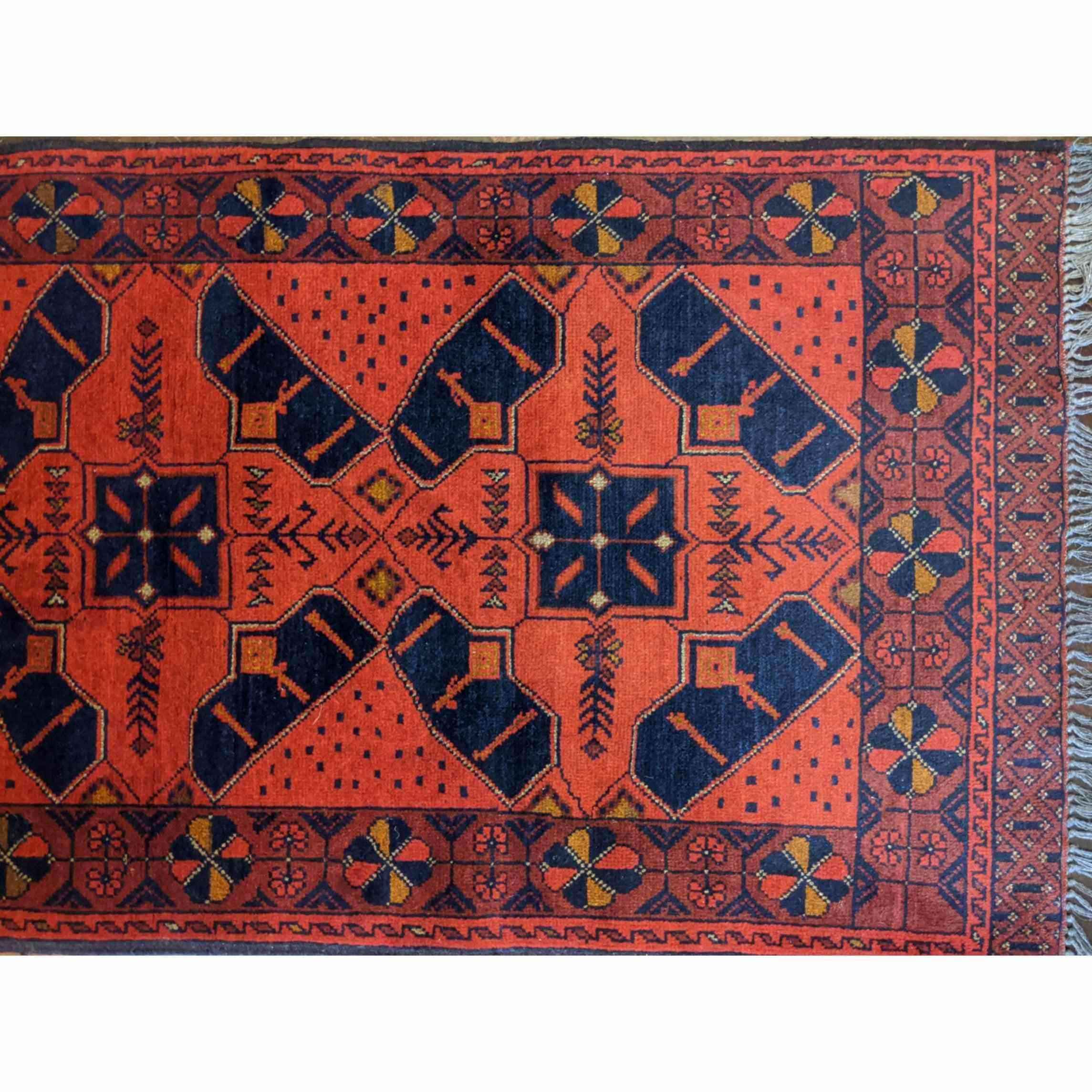 120 x 80 cm Afghan Khan Tribal Black Small Rug - Rugmaster