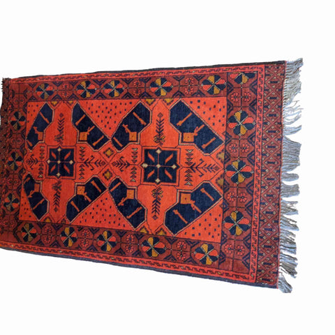 120 x 80 cm Afghan Khan Tribal Black Small Rug - Rugmaster