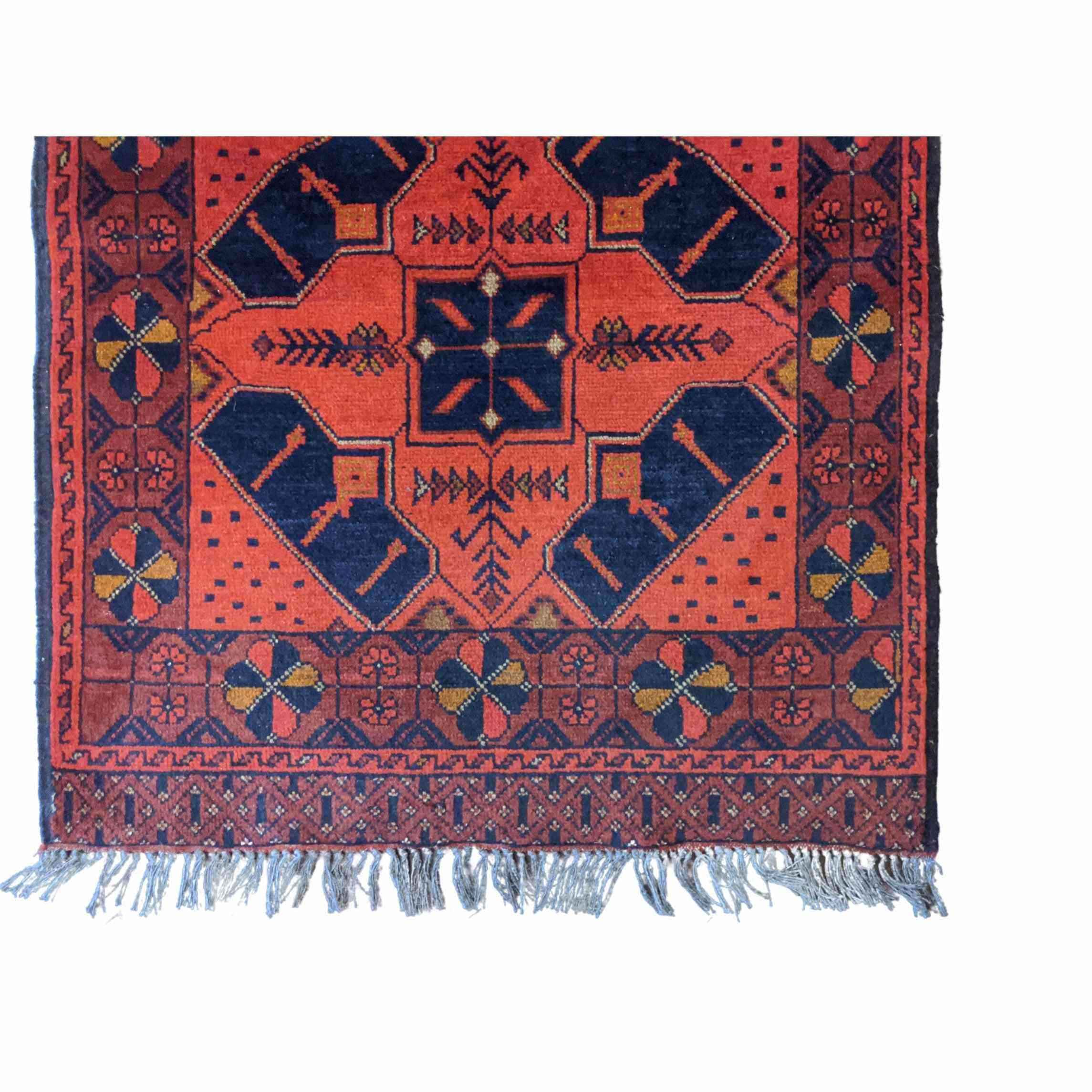 120 x 80 cm Afghan Khan Tribal Black Small Rug - Rugoutlet