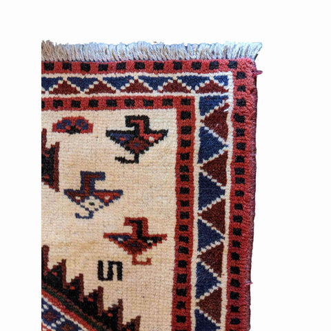 120 x 80 cm Persian Shiraz Tribal Beige Small Rug - Rugmaster
