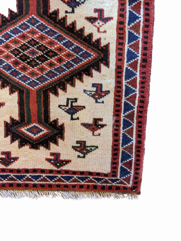 120 x 80 cm Persian Shiraz Tribal Beige Small Rug - Rugoutlet