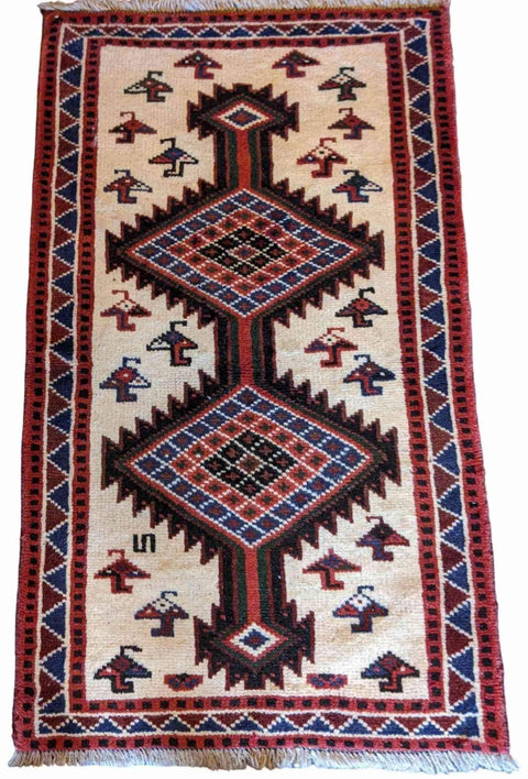 120 x 80 cm Persian Shiraz Tribal Beige Small Rug - Rugoutlet