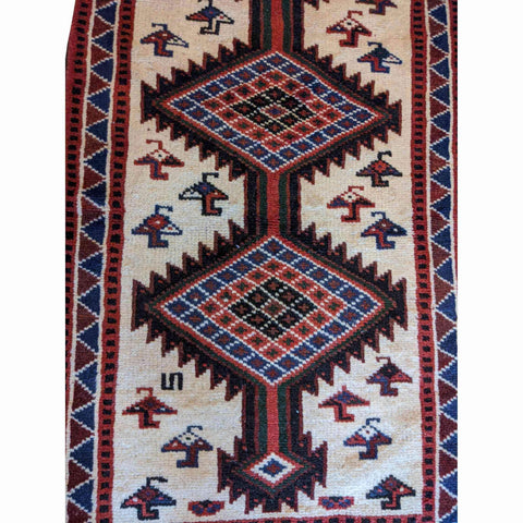120 x 80 cm Persian Shiraz Tribal Beige Small Rug - Rugmaster