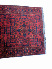 120 x 81 cm Afghan Khan Tribal Red Small Rug - Rugoutlet