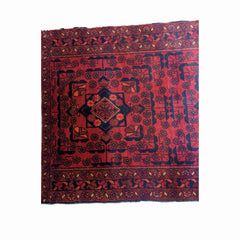 120 x 81 cm Afghan Khan Tribal Red Small Rug - Rugoutlet