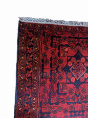 120 x 81 cm Afghan Khan Tribal Red Small Rug - Rugmaster