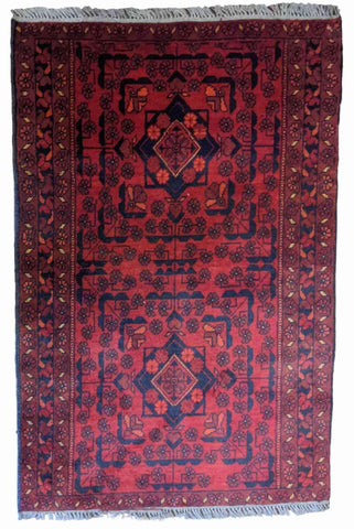 120 x 81 cm Afghan Khan Tribal Red Small Rug - Rugmaster
