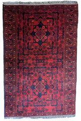 120 x 81 cm Afghan Khan Tribal Red Small Rug - Rugoutlet