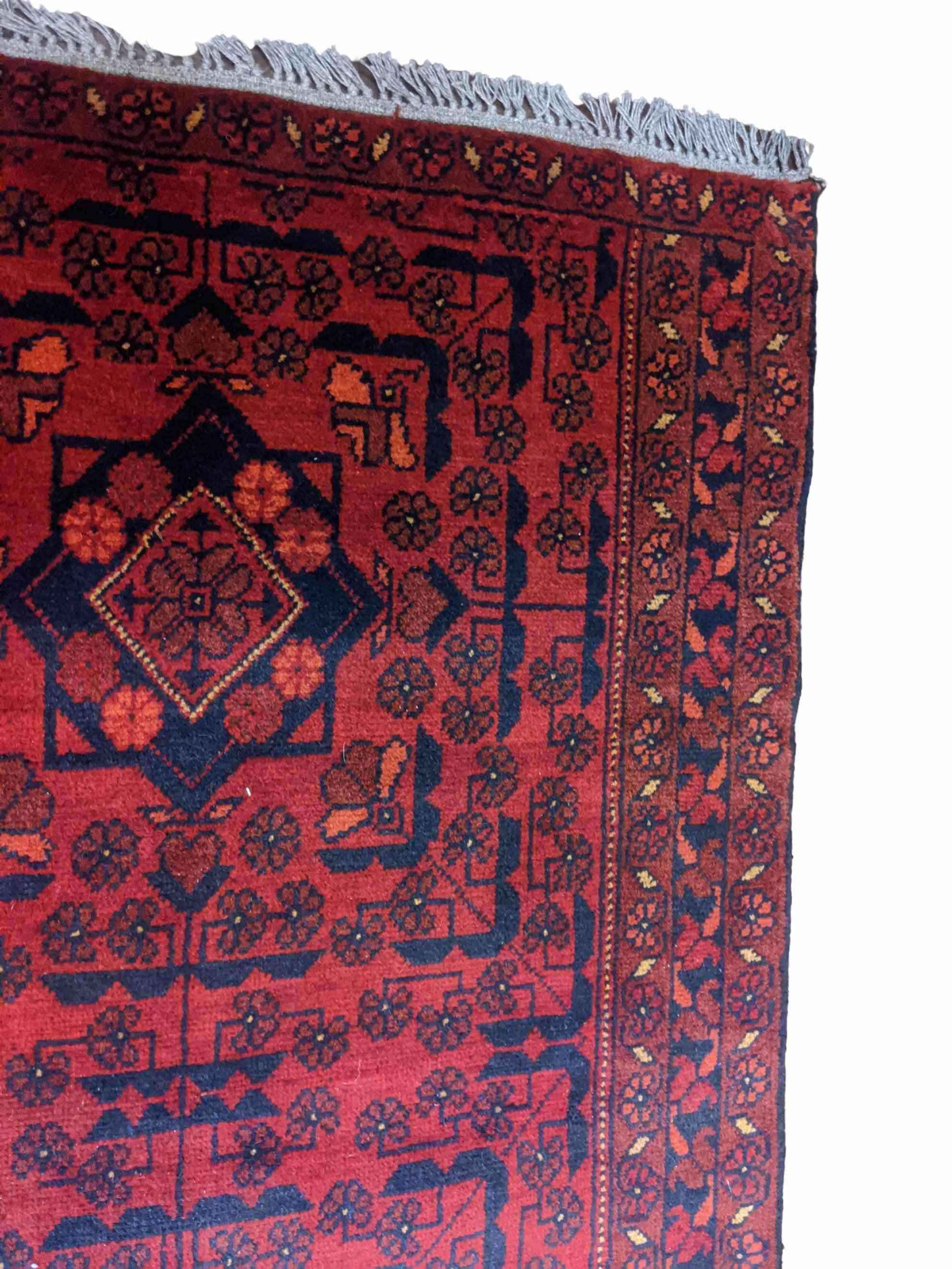 120 x 81 cm Afghan Khan Tribal Red Small Rug - Rugmaster