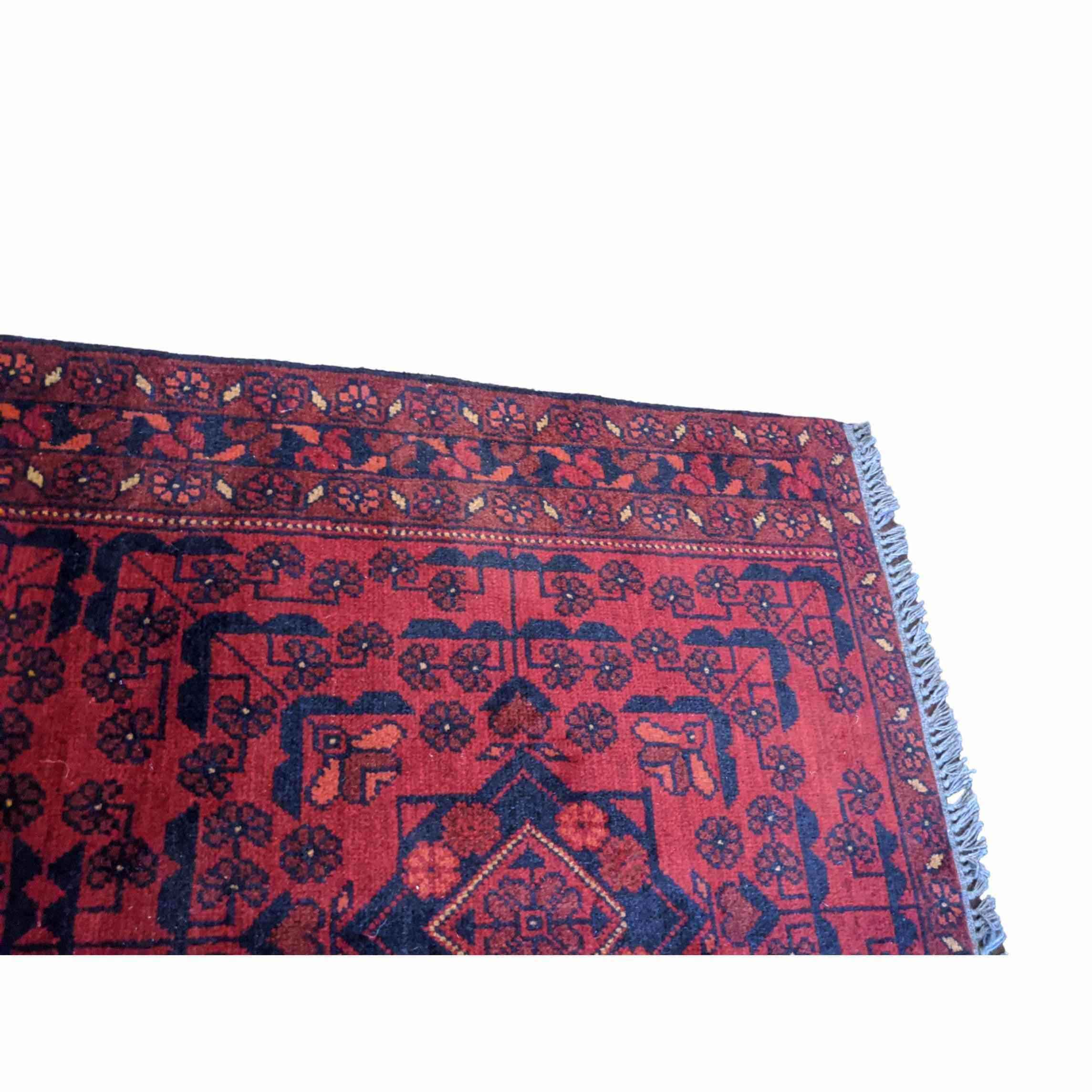 120 x 81 cm Afghan Khan Tribal Red Small Rug - Rugmaster