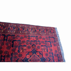 120 x 81 cm Afghan Khan Tribal Red Small Rug - Rugoutlet