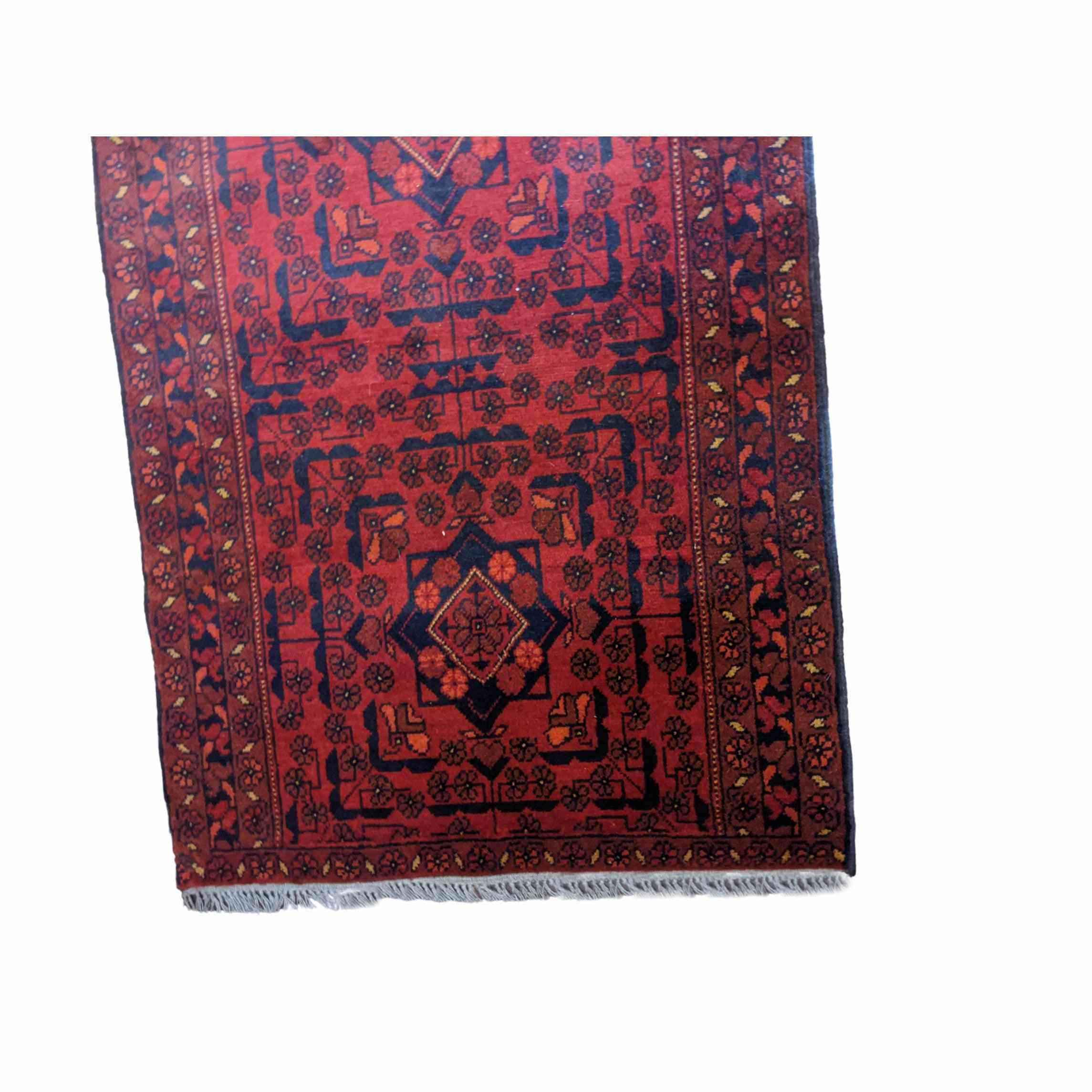 120 x 81 cm Afghan Khan Tribal Red Small Rug - Rugoutlet