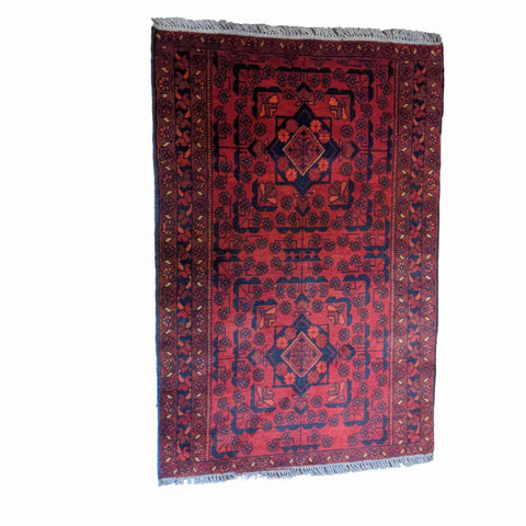 120 x 81 cm Afghan Khan Tribal Red Small Rug - Rugmaster