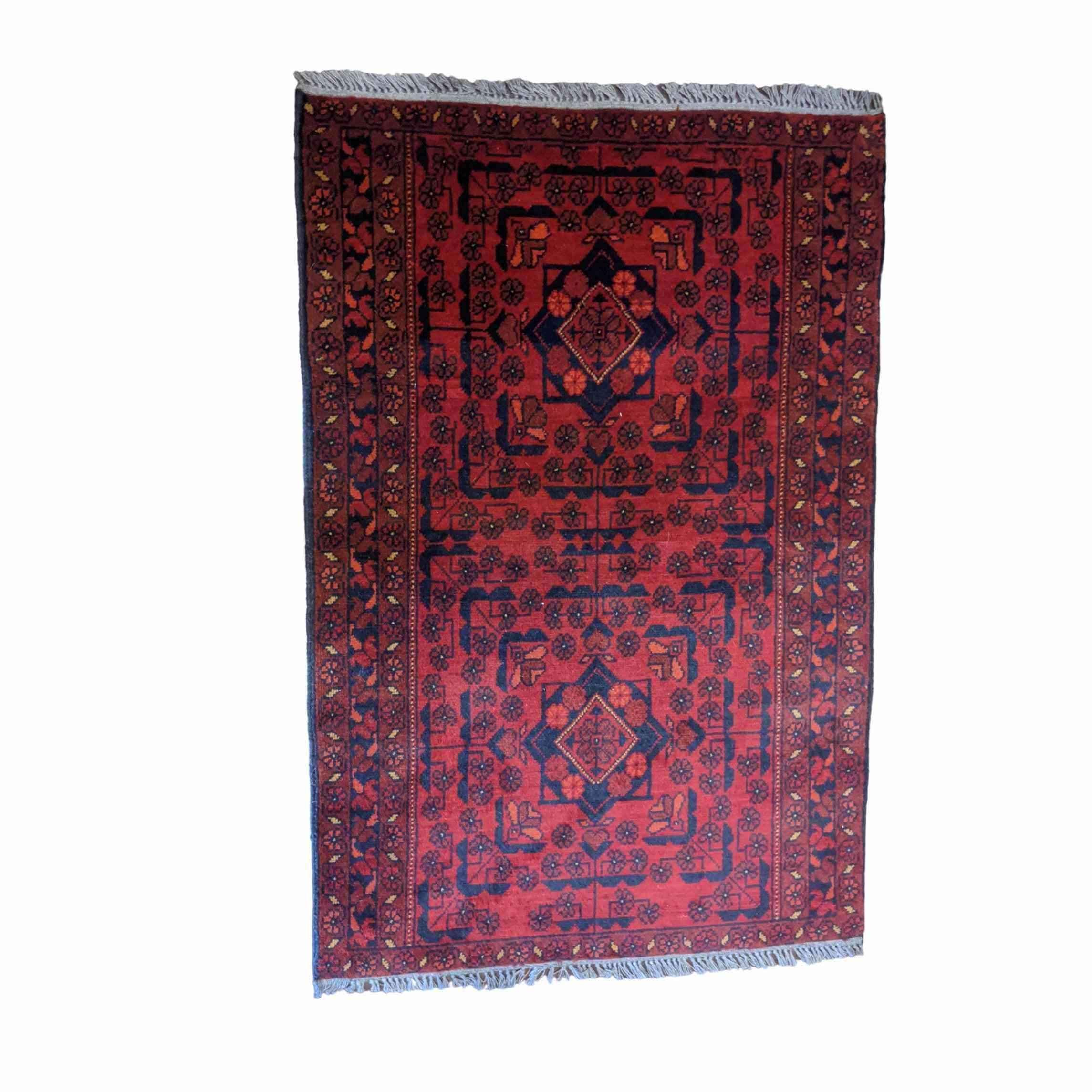 120 x 81 cm Afghan Khan Tribal Red Small Rug - Rugoutlet