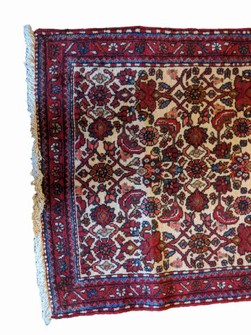 120 x 90 cm Persian Hamadan Geometric Beige Small Rug - Rugmaster