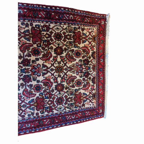 120 x 90 cm Persian Hamadan Geometric Beige Small Rug - Rugmaster