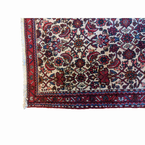 120 x 90 cm Persian Hamadan Geometric Beige Small Rug - Rugmaster